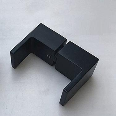 Imagem de Cobre sólido duplo arco lateral da cabina de duche Maçaneta da porta de vidro quadrada traseira com traseira da casa de banho Maçaneta da porta de correr, empurrar, puxar, 6 mm, preto mate