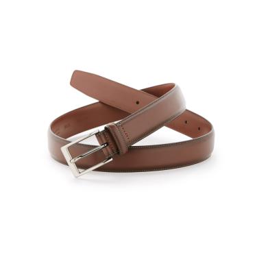 Imagem de Perry Ellis Cinto masculino Portfolio Amigo, couro, bordas costuradas, fivela metálica, versátil, 3,8 cm de largura, Marrom, 34