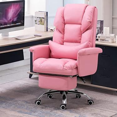 Imagem de Cadeira executiva com encosto alto Cadeira de escritório ergonômica, cadeira de escrivaninha com encosto alto de 300 lbs Cadeira executiva de couro colado Almofada de esponja de alta densidade, rodas