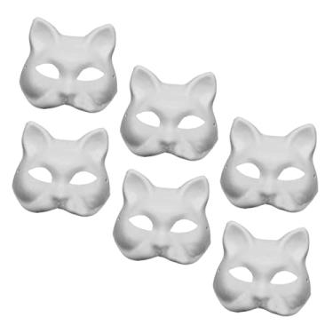 Imagem de Gogogmee 6 Unidades Máscara Facial De Gato Faça Você Mesmo Trajes De Casais De Vestir D...