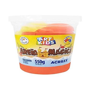 Imagem de Massa Areia Mágica, Acrilex, Laranja, 550g, Com Moldes