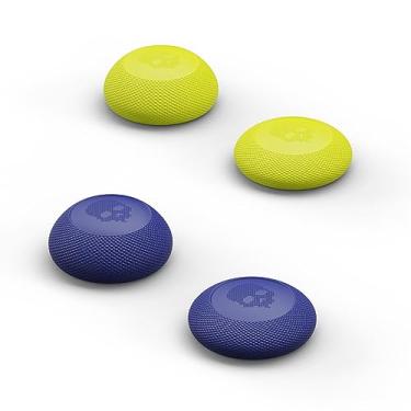 Imagem de Skull & Co. Convex Thumb Grip Caps Joystick Cap Analog Stick Cap Thumbstick Grip Cover for Nintendo Switch Pro Controller & PS5 / PS4 / Slim/Pro Controller - Blue/Neon Yellow, 2 Pairs (4pcs)