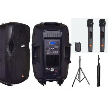 Imagem de Caixa WLS S15 Ativa BT + Caixa S15 Pas+ 2 Mic s/fio +2 Tripé