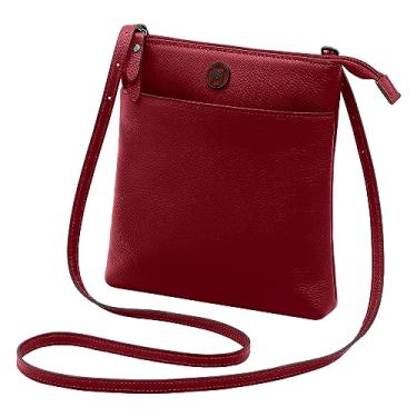 Imagem de Mariart Itacaré Bolsa Feminina Transversal de Couro Bovino Legítimo (Cereja)