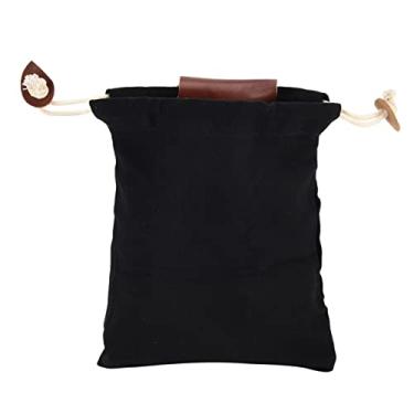 Imagem de Bolsa de forragem de lona de couro, ampla aplicabilidade Bolsa de forragem portátil com cinto para acampamento para coleta de frutas(Preto)