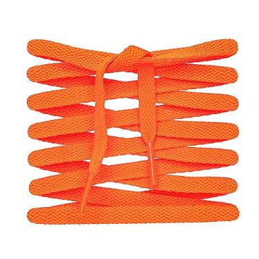 Imagem de LitLaces - Premium Flat Cotton Shoe Laces Replacement for Air Jordan, Nike Dunk, Air Force 1, Converse, & Casual Shoes (Neon Orange, 72")
