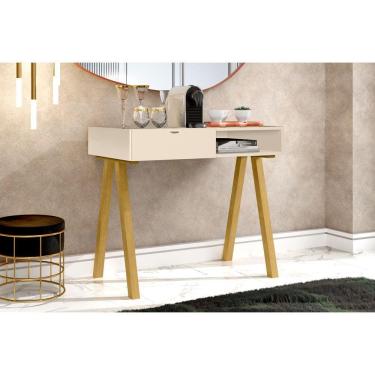 Imagem de Aparador Havanna 1 Gaveta em MDF com Pés em Madeira Maciça OffWhite - Rede Móveis