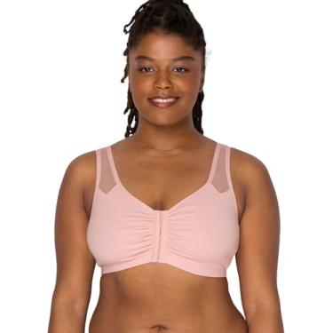 Imagem de Fruit of the Loom Sutiã esportivo feminino confortável com fecho frontal com alças de m...