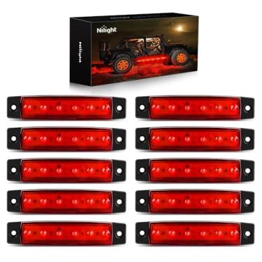 Imagem de Nilight 10 peças, 9,5 cm, 6 luzes indicadoras laterais vermelhas de LED, luz indicadora na parte traseira para caminhão, reboque, trailer, barco, ônibus, caminhão, luz de LED, luz de folga (TL-15)
