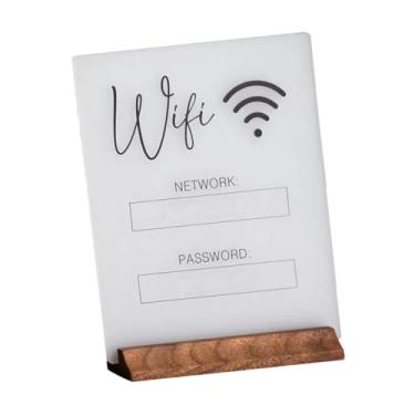 Imagem de Esquirla Sinal de senha wifi peça central decoração placa placa portátil mesa display titular para recepção escritório banquete desktop, branco