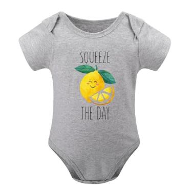 Imagem de SHUYINICE Macacão infantil engraçado para meninos e meninas, macacão premium para recém-nascidos, body Squeeze The Day Lemon Baby Onesie, Cinza, 3-6 Months
