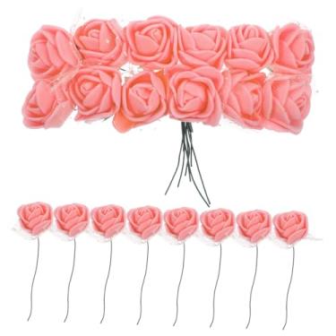 Imagem de 144 Unidades mini cabeça de rosa flores artificiais material de buquê falso cabeça de flor para scrapbooking decoração flor de rosa falsa Flor rosa Caixa de doces Acessórios rosas