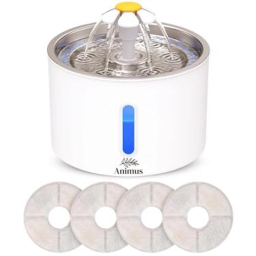 Imagem de Kit Bebedouro Tipo Fonte 2,4 L Com Filtro Animus Bem Estar Healthy Pet INOX+ 4 Filtros extras para gatos e cães