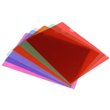 Imagem de PATIKIL Pastas tipo L pacote com 24 bolsos de plástico A4 para projetos de arquivos de papel transparente para escritório, multicolorido