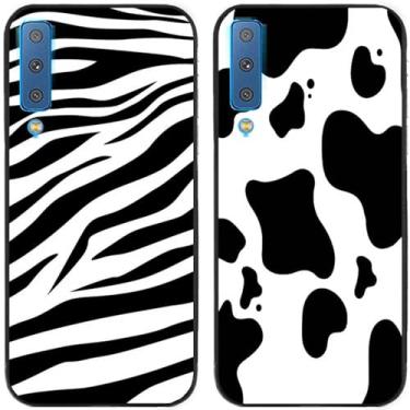 Imagem de 2 peças zebra vaca leite impresso TPU gel silicone capa de telefone traseira para Samsung Galaxy todas as séries (Galaxy A7 2018)