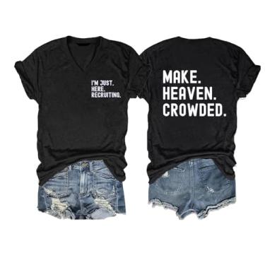 Imagem de QYZ-Top Camiseta Make Heaven Crowded Heaven is My Home Im Just Here Recruiting Camiseta gola V, Preto 1, GG