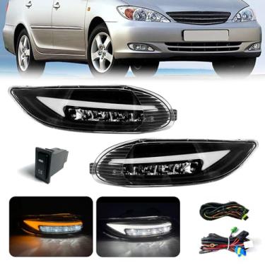 Imagem de Shocklight Faróis de neblina LED e DRL compatíveis com Camry 2002-2004/Corolla 2005-2008/Solara 2002-2003, 1 par de faróis de neblina de para-choque dianteiro com funcionamento diurno e seta - lente