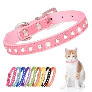 Imagem de Coleira para cachorrinhos com diamante de cristal colorido Bling Girl Puppy Cat Collars rosa PPP