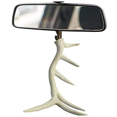 Imagem de Outdorz Berloque de espelho retrovisor de chifre de alce/veado para carros e caminhões - Decoração autêntica de caça e ar livre - Acessório de chifre de resina para pendurar para caçadores (galpão de