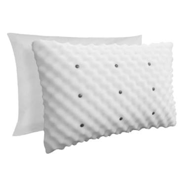 Imagem de Kit 4 Travesseiro Ortopédico Macio com Recheio em Flocos, 20 cm, Alívio de Dor e Massagem com Infravermelho