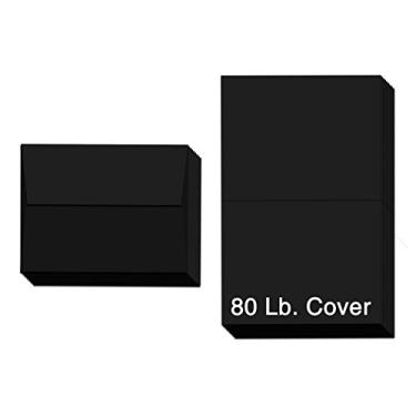 Imagem de Cartões e envelopes pretos em branco pesado | 25 cartões e envelopes por pacote | 11,4 cm x 13,8 cm (A2)