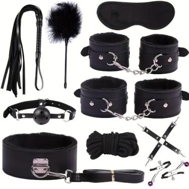 Imagem de Kit Sexual Para Casal Algemas, Chicote, Mordaça, Kit Fetiche Feminino, Adulto Sex 10 Peças