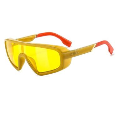 Imagem de Escudo viseira máscara óculos de sol feminino masculino oversized à prova de vento óculos de sol um grande quadro óculos esporte uv400,6, um tamanho