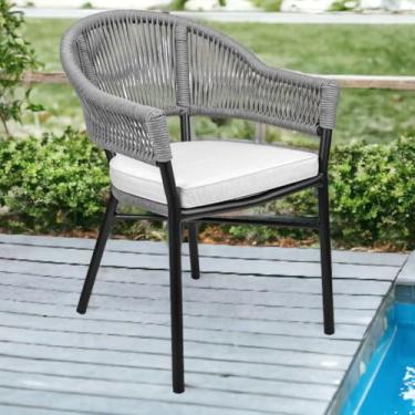 Imagem de Cadeira Área Externa Alumínio com Corda Naútica Almofada Removível Bear Preto/Grafite G56 - Gran Belo