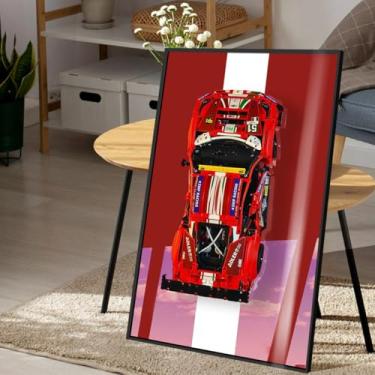 Imagem de auvnei Suporte de parede para carro de corrida LEGO Technic Ferrari 488 compatível com Lego Building Set 42125, prateleira de parede para adultos, ótimo para amantes de Lego (apenas parede de