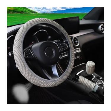 Imagem de Bittwee 3 peças capa de volante de carro 38 cm capa de apoio de braço conjunto de capa de mudança de marcha, protetor de volante automotivo respirável antiderrapante de microfibra, decoração de