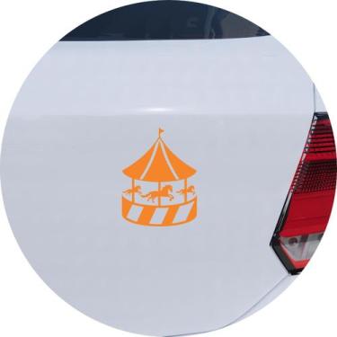 Imagem de Adesivo de Carro Carrossel com Cavalos Infantil - Cor Laranja - Melhor