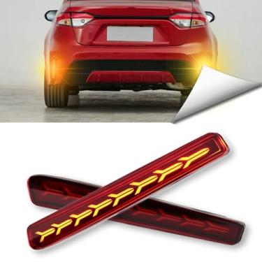 Imagem de BINQIGOO Kit refletor traseiro de LED completo DRL para Toyota Corolla 2021-2023 L LE XLE, funciona como luzes de seta sequenciais dinâmicas, luz de freio, lâmpadas de para-choque (vermelho espinha de
