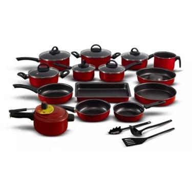 Imagem de Conjunto panelas antiaderente 17 peças vermelho - Marpal