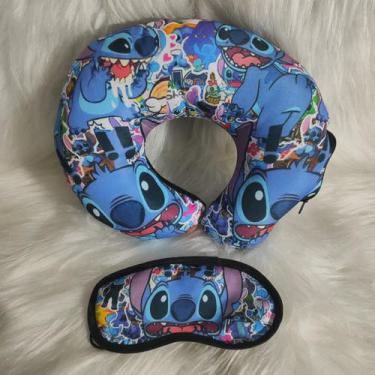 Imagem de Almofada Para Pescoço Com Máscara de Dormir Viagem Descanso Macio Esta