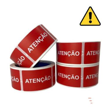 Imagem de Etiqueta Adesiva Retangular de Atenção 60x40mm - Rolo com 500 unidades