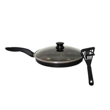 Imagem de Frigideira Antiaderente 4 Ovos Hambúrguer Com Tampa Vidro - DILEXSHOP,