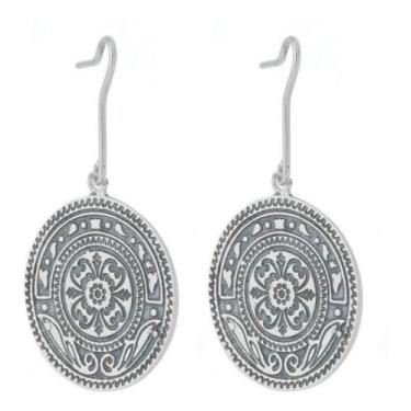 Imagem de Brinco Feminino Prata 950 Indiano Moderno Elegante - Florenzza Jóias, 