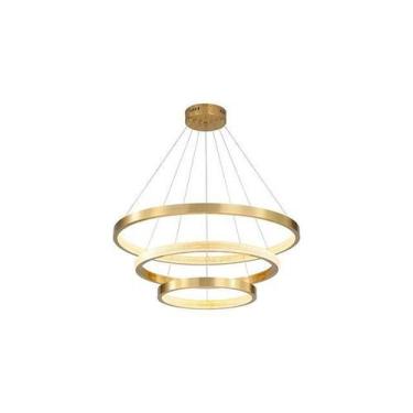 Imagem de Lustre pendente moderno dourado com 3 anéis em led 3000k - pa - ARQUIT