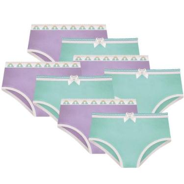 Imagem de Kit Com 8 Calcinhas Infantil Lisa Básica Selene Infanto Juvenil Para M