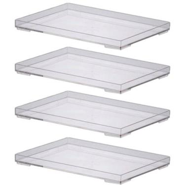 Imagem de Kit 4 Bandejas Em Acrílico  Cristal 25x17x2cm 1639 Paramount