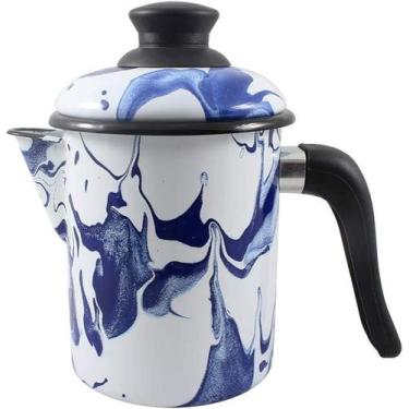 Imagem de Leiteira 10 Esmaltada Marmorizada Azul - 900 ml - Ewel