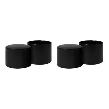 Imagem de Kit Com 8 Ponteiras 1 1/4 Preta Redondas Tubulares Externas Para Mesas