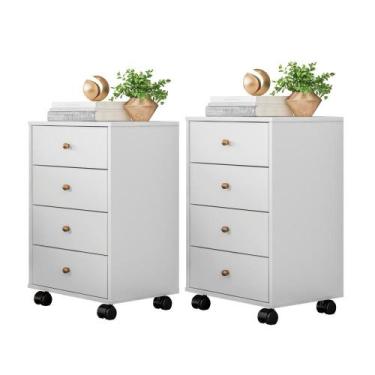 Imagem de Conjunto de Cômodas 4 Gavetas Lion Mitchell Branco - Mais de Casa