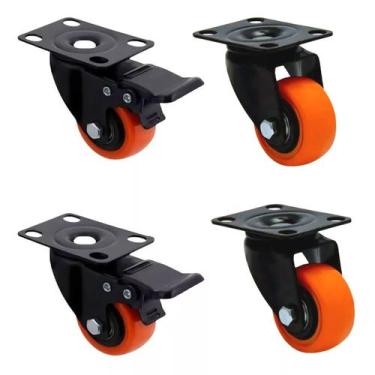 Imagem de Kit 4 Rodinha Rodízio Reforçada Com E Sem Trava 50mm 2 Pol - NAVY+PRO