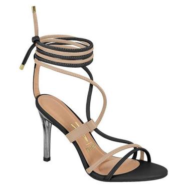 Imagem de Sandália Vizzano Tiras Bicolor de Amarrar - Preto e Bege, 38