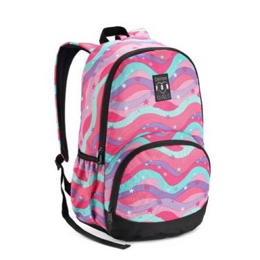 Imagem de Mochila Feminina Menina Juvenil Degradê Coração Denlex, Estrelas