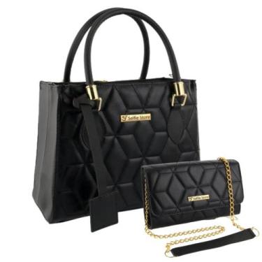 Imagem de Bolsa Feminina Transversal Tote Casual + Bolsa Carteira Kit - Selfie S