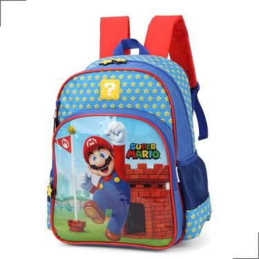 Imagem de Mochila Costas Super Mario Bros Unissex Infantil Escolar Luxcel Bolsa 