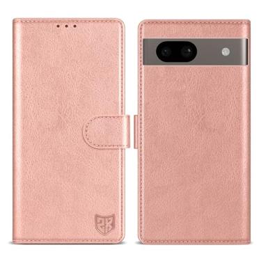 Imagem de ZZXX Capa carteira para Google Pixel 8A com [bloqueio RFID] compartimento para cartão, fecho magnético com suporte, capa protetora de couro dobrável para Pixel 8A (ouro rosa - 15,5 cm)