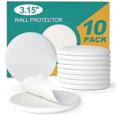 Imagem de 10 batentes de porta para parede, [8 cm] grandes amortecedores de porta de silicone branco com forte adesivo espesso, puxadores de porta absorventes de choque protetores de parede para cobrir danos e